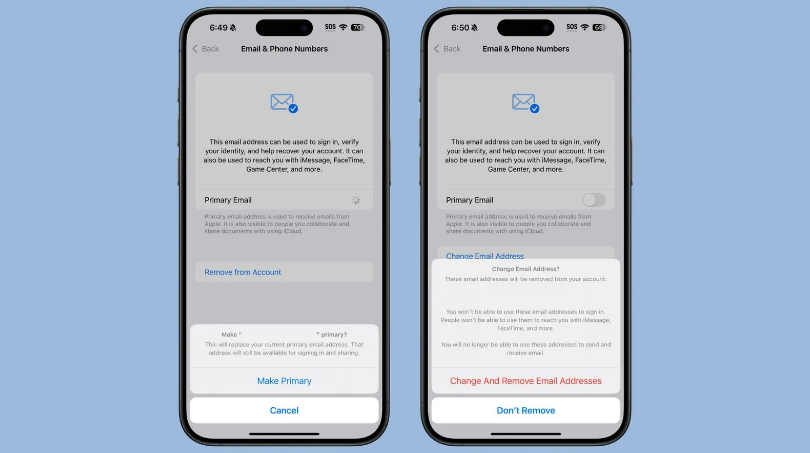 花溪苹果手机维修分享苹果 iOS 18.1 支持设置“主要”邮箱地址并更改 iCloud 邮箱 